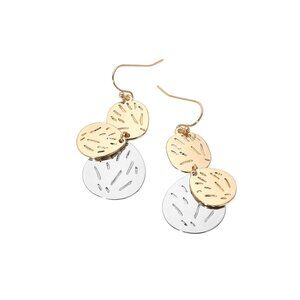 Tigerstars Gold Silver Metal Disc Dangle Earrings